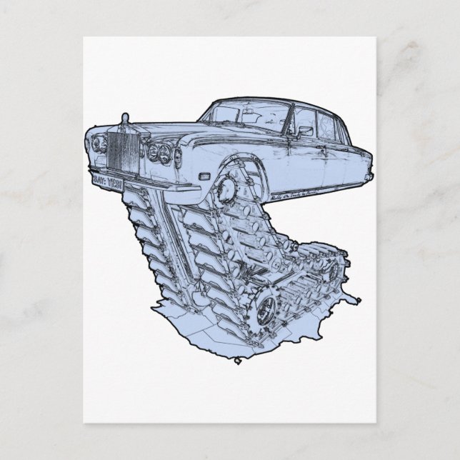 Blue Fantasy Rolls Royce Postcard (Front)