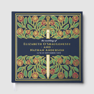 Blue Fantasy Royal Medieval Sword Wedding Guest Book