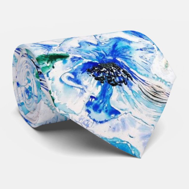 Blue Fantasy - Watercolor Art 1 Tie (Rolled)