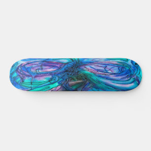 Blue Fantasy Watercolor Skateboard