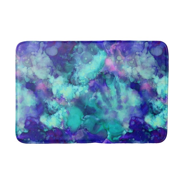 blue fantasy watercolors : bath mat (Front)