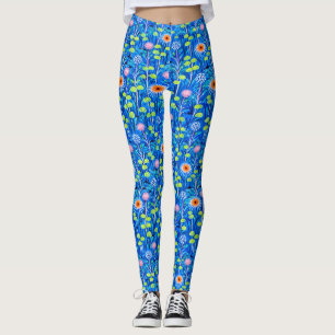 Blue Fantasy Wildflower Meadow Leggings