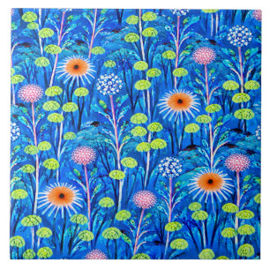 Blue Fantasy Wildflower Meadow Tile