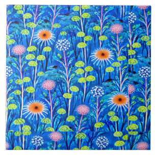 Blue Fantasy Wildflower Meadow Tile
