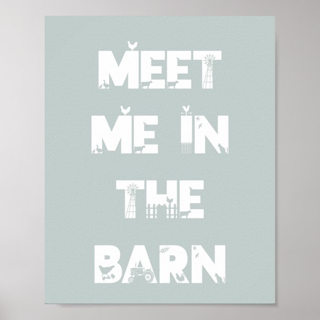 Blue Farm Barnyard Birthday Tabeltop Sign/Poster Poster (Front)
