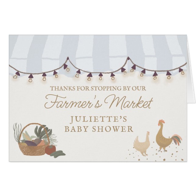 Blue Farmers Market Farm Carte de remerciements fr (Devant Horizontal)