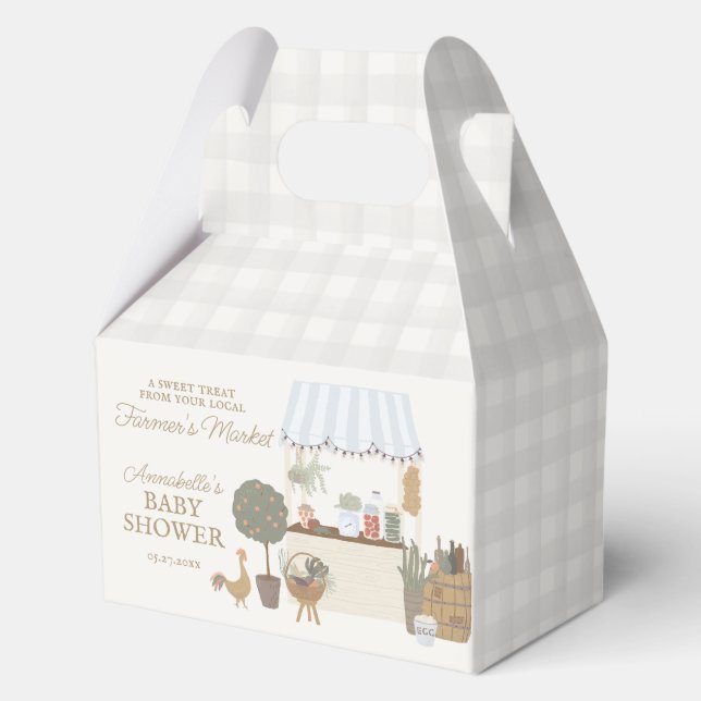 Blue Farmers Market Farm Fresh Baby Shower Favor Box (Front)
