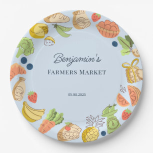 Blue Farmers Market Farm Fresh Birthday Paper Plate