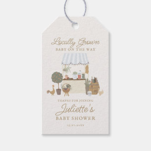 Blue Farmers Market Locally Grow Baby Shower Favor Gift Tags