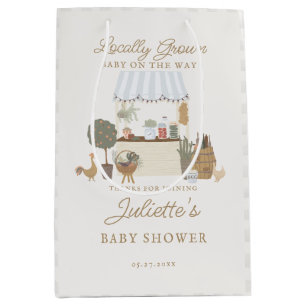 Blue Farmers Market Locally Grow Baby Shower Favou Medium Gift Bag
