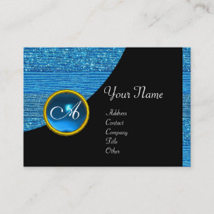 BLUE FASHION BEADS MONOGRAM ,black sapphire Business Card