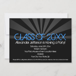 Blue Fashion Spotlight Graduation Party Invitation