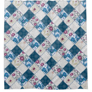 Blue fashionable rustic pattern of fabric scraps