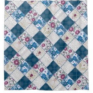 Blue fashionable rustic pattern of fabric scraps