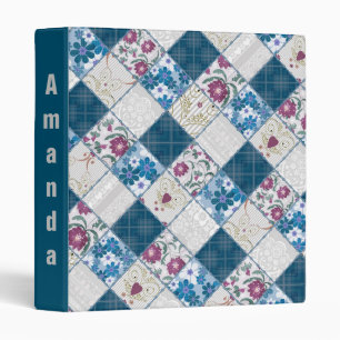 Blue fashionable rustic pattern of fabric scraps binder