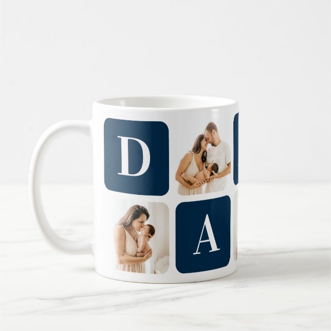 Blue Father's Day Photo Collage Mug (Left)