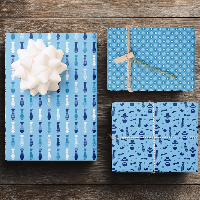 Blue Father's Day Wrapping Paper Sheet (Fun Father's Day Necktie Wrapping Paper)