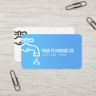 Blue Faucet Plumber Business Cards