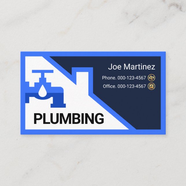 Blue Faucet Rooftop Building Frame Business Card (Front)