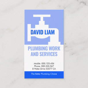 Blue Faucet Tap Plumbing Layers Business Card