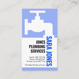Blue Faucet Your Name Waterflow Business Card