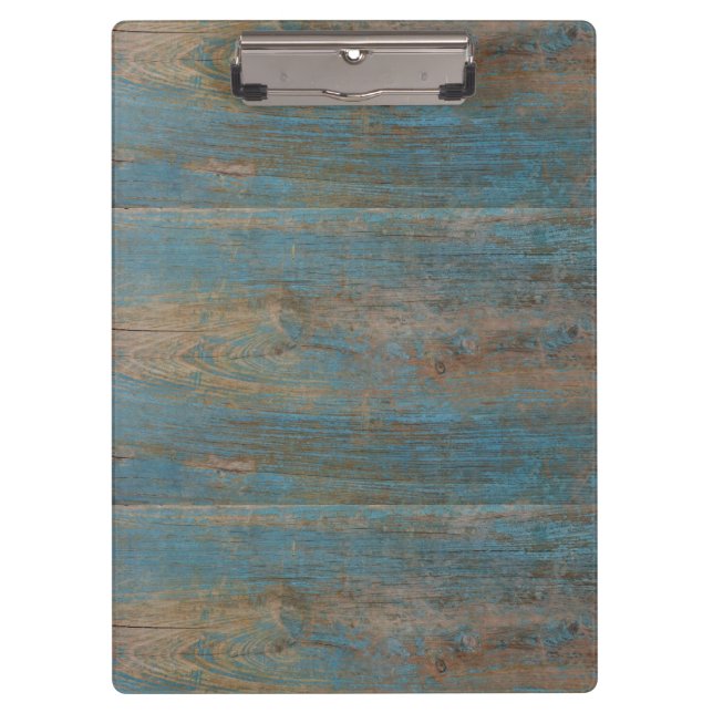 Blue Faux Beach Wood Texture Clipboard (Front)