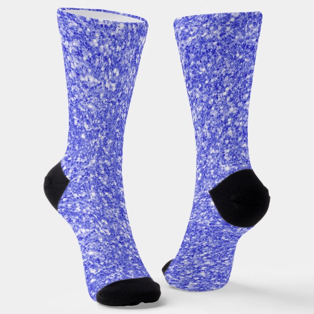 Blue faux glitter background socks (Angled)