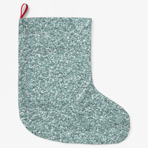 Blue Faux Glitter Large Christmas Stocking