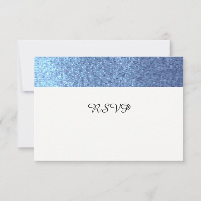 Blue Faux Glitter RSVP Card (Front)