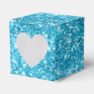 Blue faux glitter sparkling shiny sequin look favor box