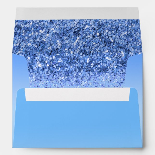Blue Faux Glitter Sweet 16 Party Invitation Envelope (Back (Bottom))