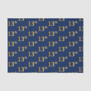 Blue, Faux Gold 13th (Thirteenth) Event Tissue Paper