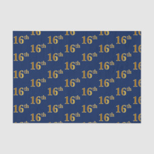 Blue, Faux Gold 16th (Sixteenth) Event Tissue Paper