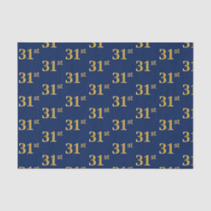 Blue, Faux Gold 31st (Thirty-First) Event Tissue Paper