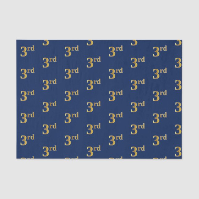 Blue, Faux Gold 3rd (Third) Event Tissue Paper (Front)
