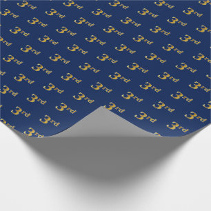Blue, Faux Gold 3rd (Third) Event Wrapping Paper