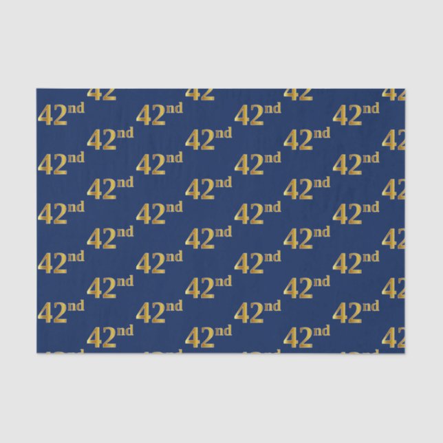 Blue, Faux Gold 42nd (Forty-Second) Event Tissue Paper (Front)