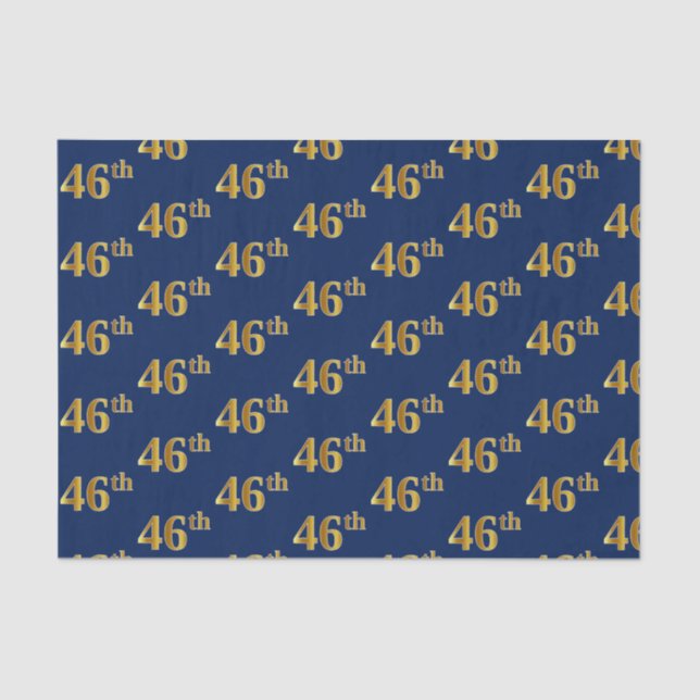 Blue, Faux Gold 46th (Forty-Sixth) Event Tissue Paper (Front)