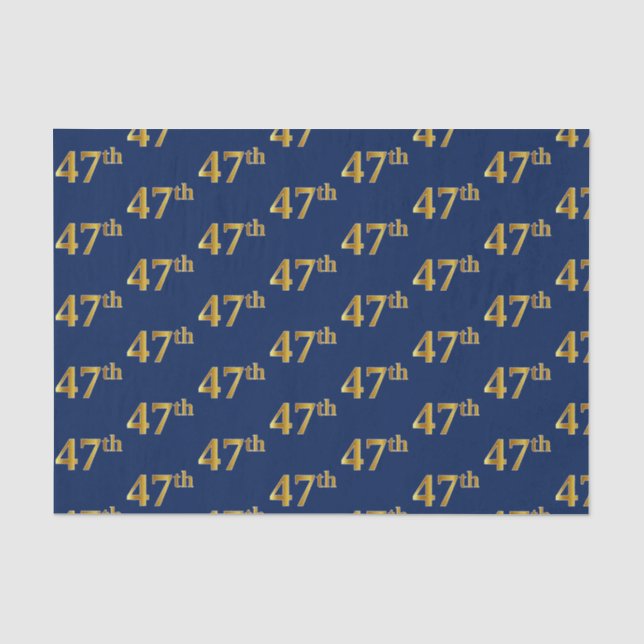 Blue, Faux Gold 47th (Forty-Seventh) Event Tissue Paper (Front)