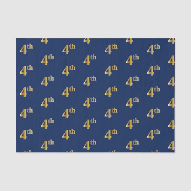 Blue, Faux Gold 4th (Fourth) Event Tissue Paper (Front)