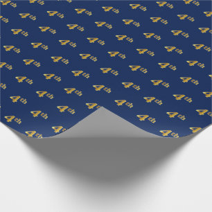 Blue, Faux Gold 4th (Fourth) Event Wrapping Paper