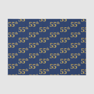 Blue, Faux Gold 55th (Fifty-Fifth) Event Tissue Paper