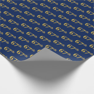 Blue, Faux Gold 67th (Sixty-Seventh) Event Wrapping Paper