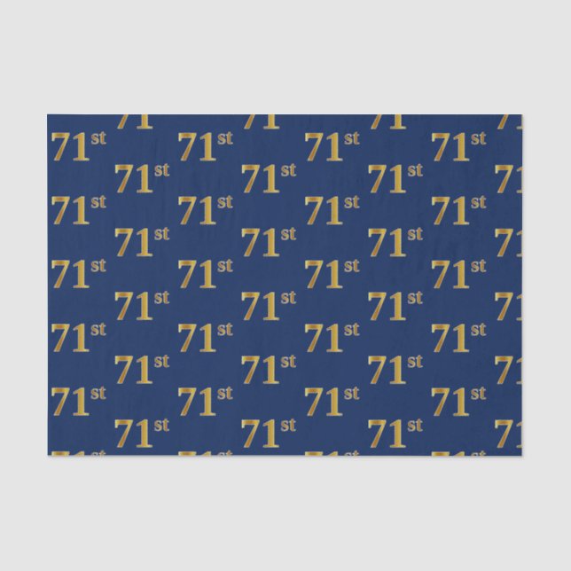 Blue, Faux Gold 71st (Seventy-First) Event Tissue Paper (Front)