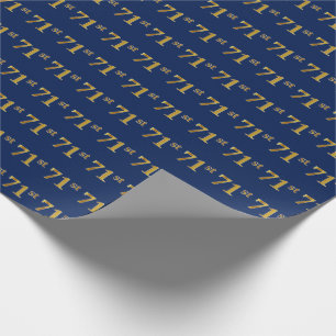 Blue, Faux Gold 71st (Seventy-First) Event Wrapping Paper