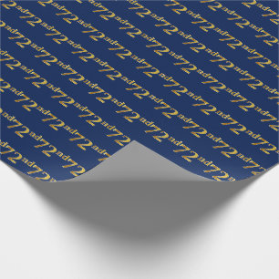 Blue, Faux Gold 72nd (Seventy-Second) Event Wrapping Paper