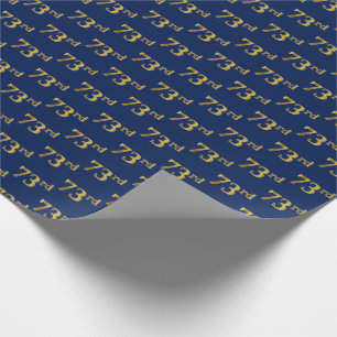 Blue, Faux Gold 73rd (Seventy-Third) Event Wrapping Paper