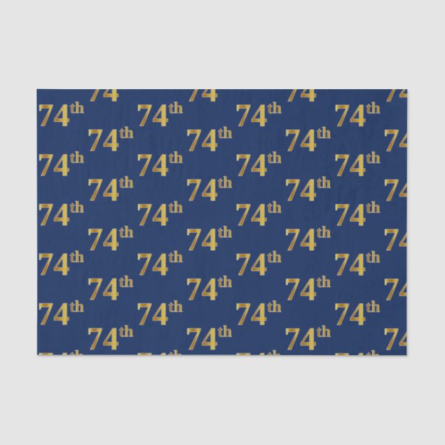 Blue, Faux Gold 74th (Seventy-Fourth) Event Tissue Paper (Front)