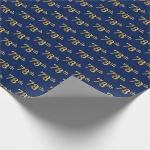 Blue, Faux Gold 78th (Seventy-Eighth) Event Wrapping Paper