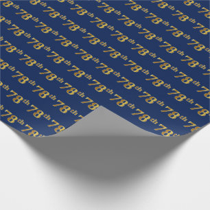 Blue, Faux Gold 78th (Seventy-Eighth) Event Wrapping Paper